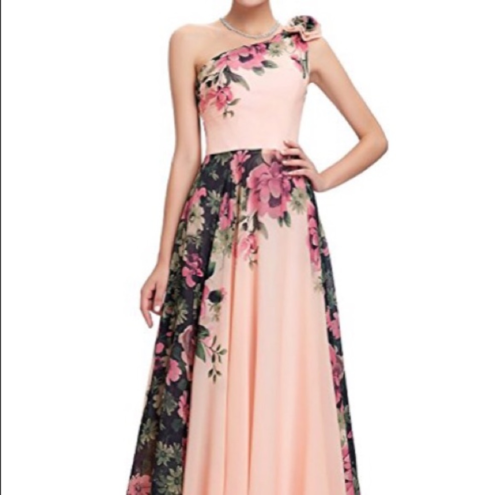 Grace Karin One Shoulder Floor Length Formal Dress